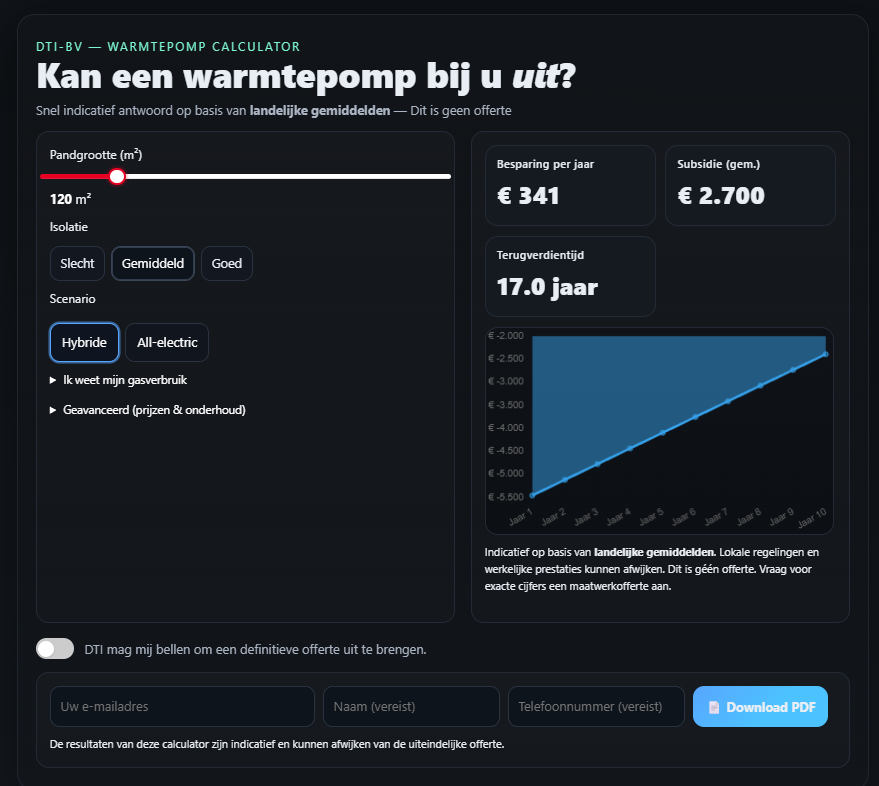 Warmtepompcalculator op maat